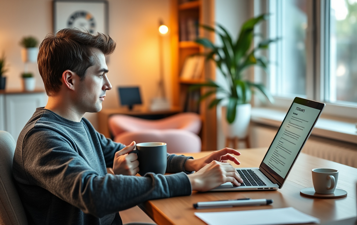 Person som leser vilkår på laptop for å sammenligne casinoer.